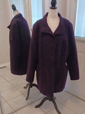 Cleo Purple Button-Front Pea Coat - Size XL